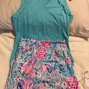 Lilly Pulitzer Blue and Pink Floral Mini Skort Resort Wear SKORT ONLY